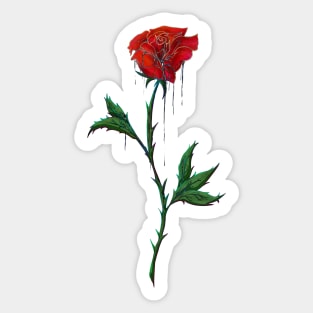 Red Rose With Dripping Ink Sticker